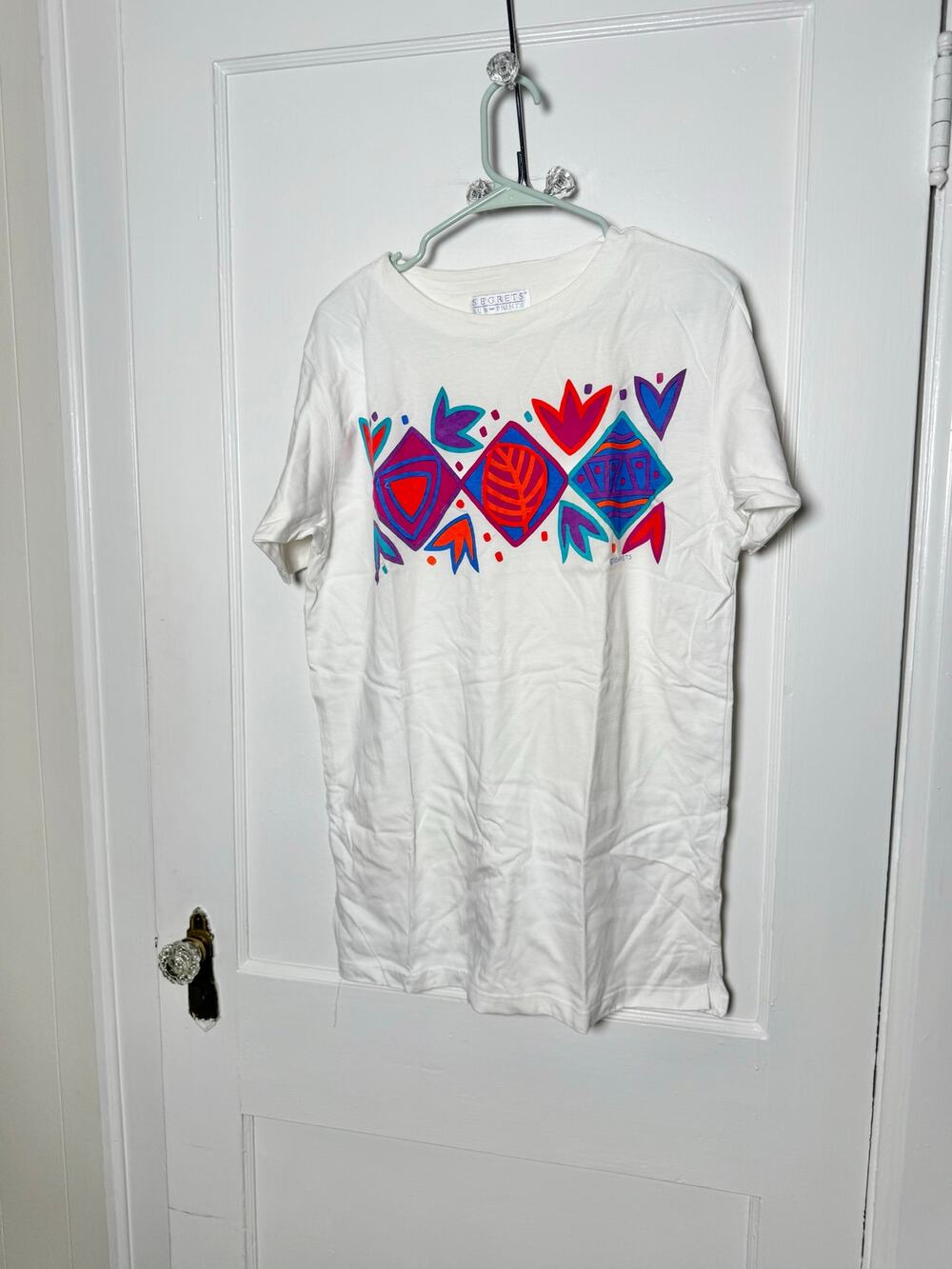 Vintage Segrets Sun Prints Cotton Graphic 90s Tribal Oversized Floral T-shirt M